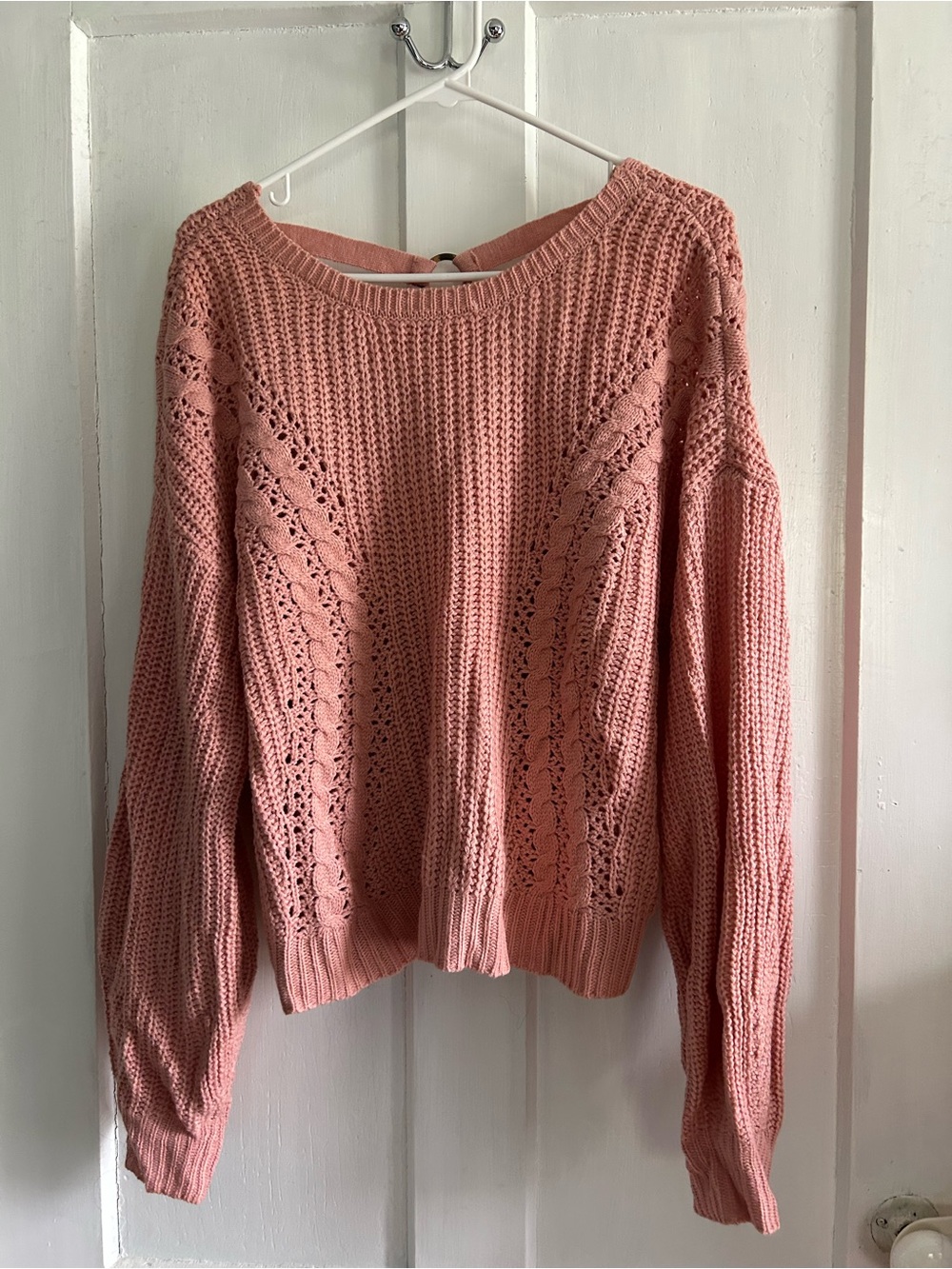 Women's Pink Knit Lace-Detail Sweater